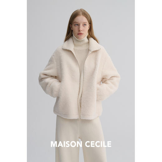 MAISON CECILE 重磅颗粒羊毛厚实软糯保暖廓形百搭翻领拉链外套 商品图4