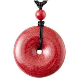 岸纾 天然高含量朱砂平安扣吊坠