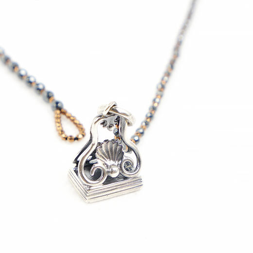 APT702 925银 狗印章吊坠黑胆石项链 商品图2