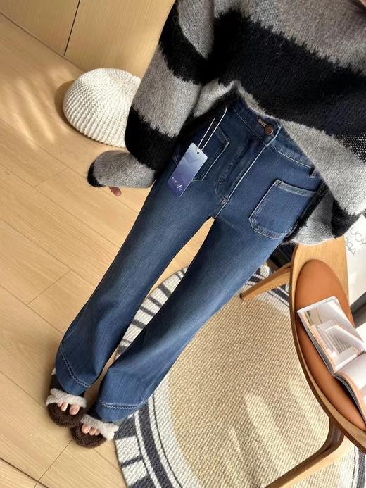 D111134秋冬季四面弹微喇裤女加薄绒保暖显瘦显腿长牛仔裤 商品图7