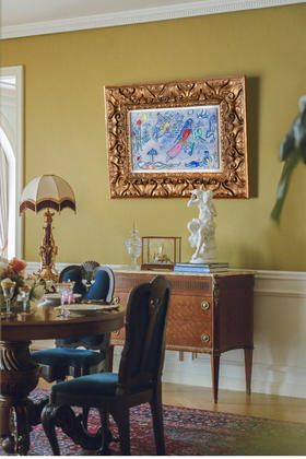 独角鹿西洋古董 1958年法国现代艺术大师夏加尔签名出品「Comedia dell'Arte即兴喜剧」水粉画