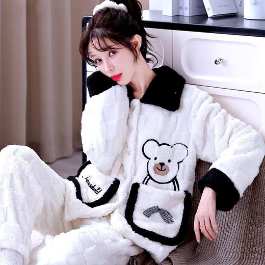 希燕茵睡衣女秋冬季珊瑚加绒加厚羊羔绒外穿家居服拉链立领2025新款套装XY0019★ 商品图12