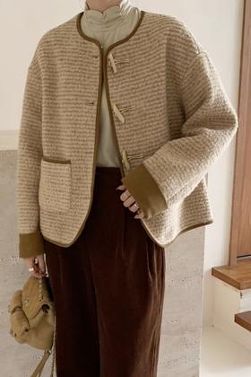 Le Malene 韩版牛角扣气质小香风羊毛外套 21336