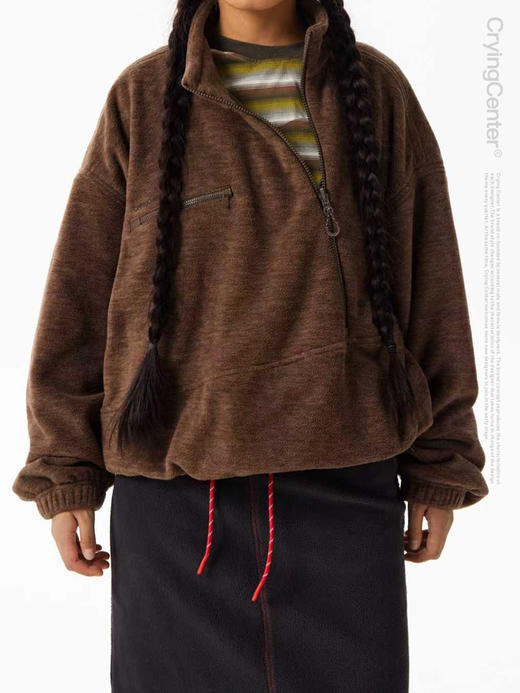 CryingCenter 半开斜门襟套头宽松卫衣 男女款 哭喊中心 商品图2