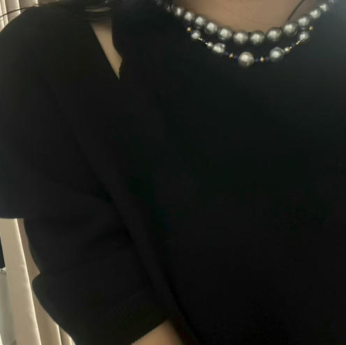 《钴蓝山海》大溪地黑珍珠铂金灰巴洛克+青金石+纯银配件，珠子约9-10mm 商品图5