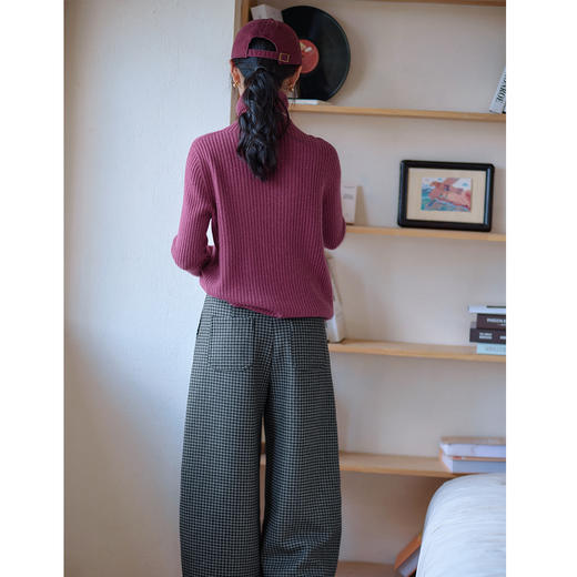 红念100%纯羊毛高领毛衣女高级感2025冬季新款软糯气质针织衫上衣 商品图4