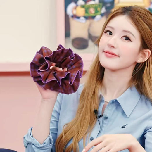 韩系布艺紫棕格纹焦糖露露紫发圈-纪念日百货门店同款167145316 商品图1