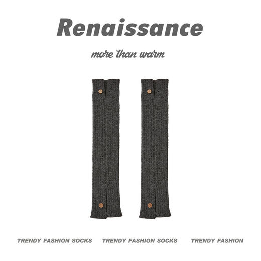 【软软糯糯！时尚加倍！】Renaissance纽扣针织袜套 长款翻边纯色百搭堆堆袜 秋冬保暖腿套潮 商品图7