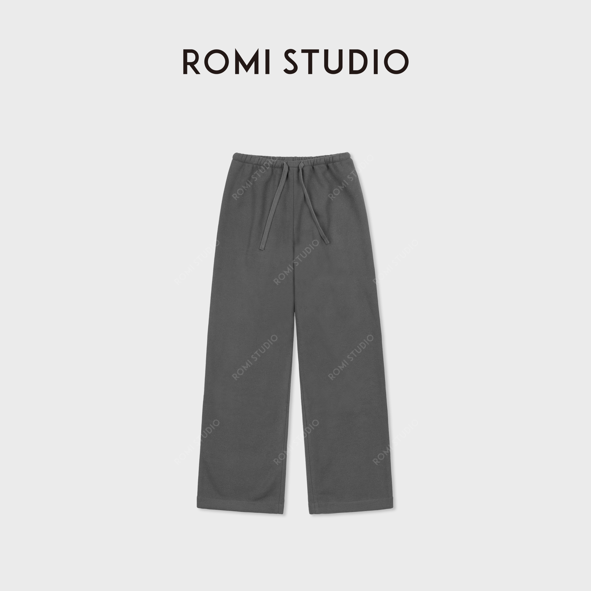 ROMI STUDIO“一片式”羊绒桑蚕丝混纺抽绳糯感直筒裤RWCAX86791