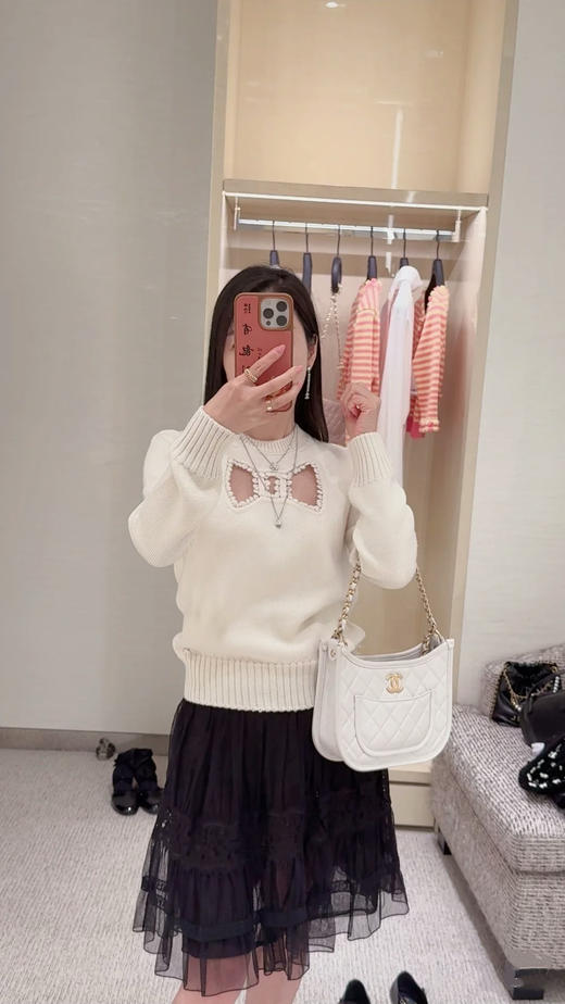 香奈儿 25秋冬新款蝴蝶结缕空针织毛衣（TM） 商品图2