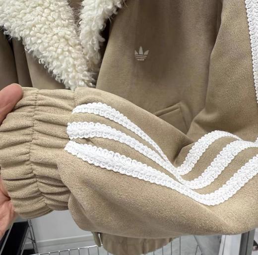 D111137三叶草麂皮绒+羊羔绒拼接棉服外套男女同款 商品图13