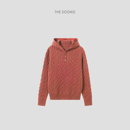 THESOONG"绞花毛衣"山羊绒羊毛绞花肌理感连帽毛衣HLMY7906 商品图4