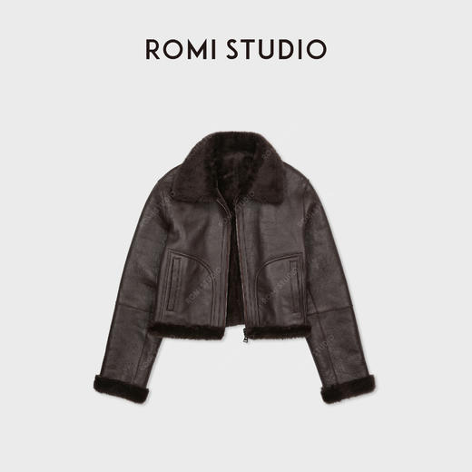 ROMI STUDIO“美国进口小绵羊皮”皮毛一体翻领皮草外套 RWCWW86990 商品图1
