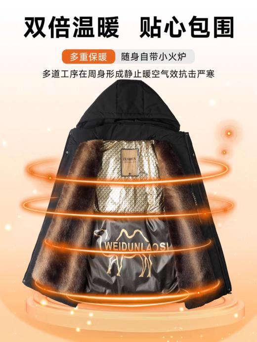 【官旗同款在售199元】啄木鸟TUCANO 石墨烯驼绒服 男士2025冬季新款加绒加厚棉衣防寒棉服外套8979 商品图1