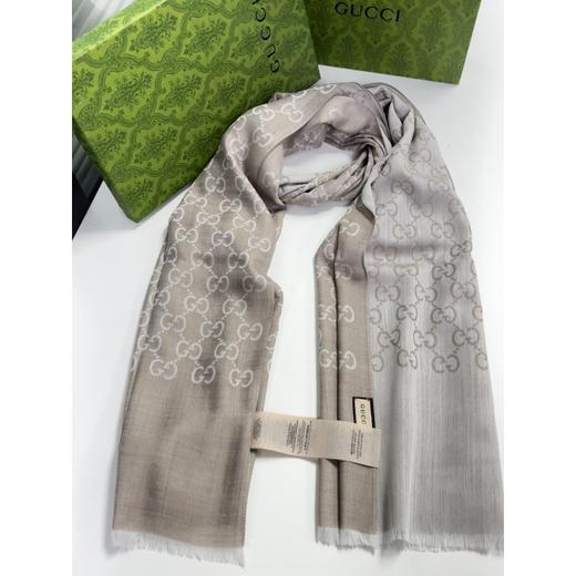【送礼盒礼袋】Gucci古驰织花羊毛真丝围巾  香港直邮 商品图9