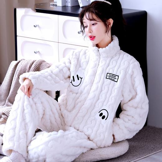 希燕茵睡衣女秋冬季珊瑚加绒加厚羊羔绒外穿家居服拉链立领2025新款套装XY0019★ 商品图13