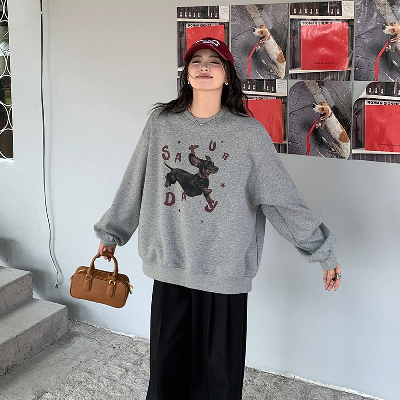 baozro 宽松休闲圆领印花卫衣，休闲日常百搭