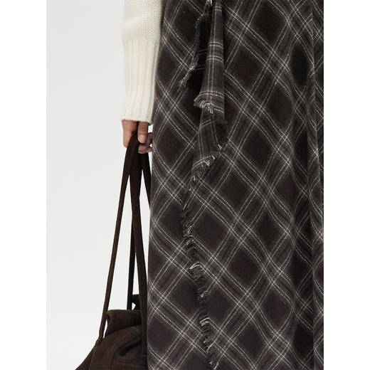 HeyDress格纹毛边不对称半裙 商品图3