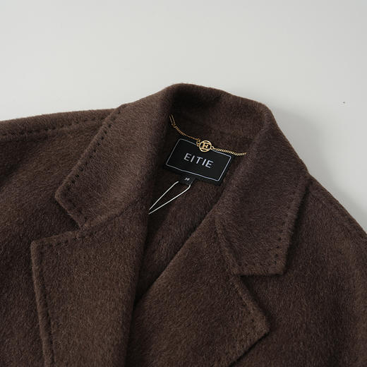 EITIE爱特爱西装领长款经典版型百搭且大气羊毛蚕丝驼绒混纺长款细腻柔软大衣8414118 商品图4