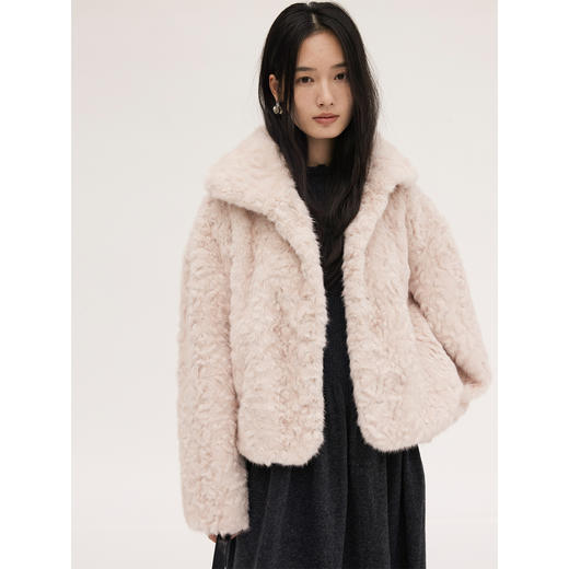 HeyDress翻领短款环保皮草外套 商品图3