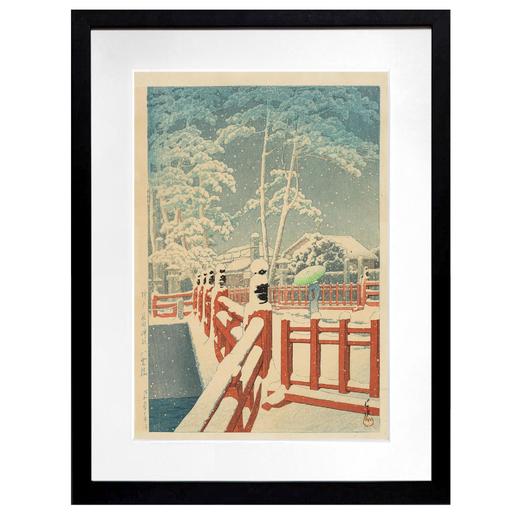 独角鹿西洋古董 1934年日本昭和时代著名新版画大师川濑巴水签名创作木版画作品《神户長田神社八雲桥》 商品图1