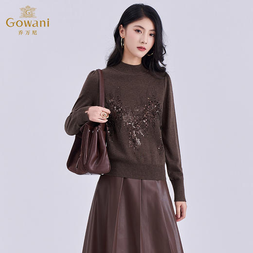 【100%绵羊毛】乔万尼冬新品星光熠熠半高领柔软保暖羊毛半高领打底针织衫ED4M810 商品图2