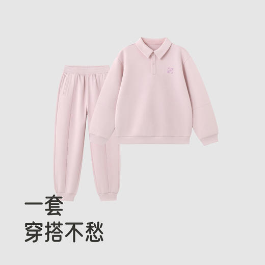英氏儿童套装春秋外出女童卫衣裤套装休闲POLO领中大童衣服套装 商品图3