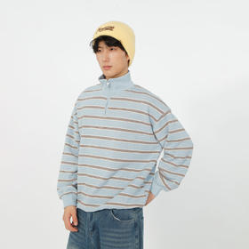 基础休闲条纹立领套头卫衣-纪念日百货门店同款166594443