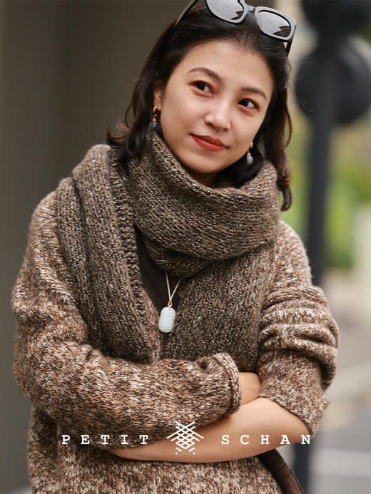 PETIT SCHAN小闪 ACC#043 Open Sesame 芝麻开门 牦牛绒骆驼绒混纺手纺纱手工编织大披肩围巾 商品图1