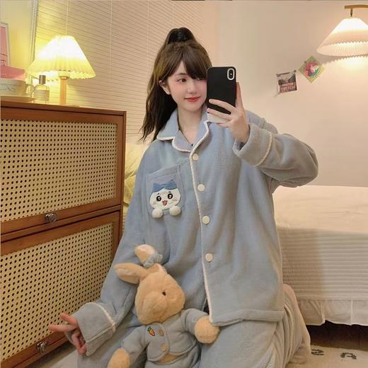 希燕茵可爱卡通珊瑚绒睡衣女2025年新款法兰绒秋冬季学生甜美套装家居服XY0017★ 商品图11