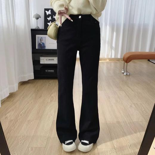 D111132秋冬2025新款裤子高腰修身显瘦加绒喇叭裤 商品图3