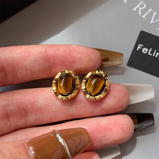 焦糖美拉德虎眼石复古气质高级耳饰-纪念日百货门店同款166545932 商品图1