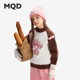 【MQD】童装女童毛衣针织衫2025冬新款半高领提花上衣儿童插肩袖线衫