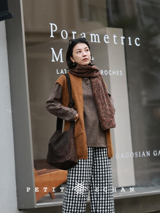 PETIT SCHAN小闪 CLO#966 Autumn Maple 晚枫 骆驼绒手编针织马甲 商品图5