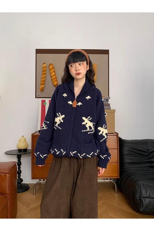 氛围感“郁雪松山”圣诞特辑费尔岛重工提花滑雪毛衣开衫 商品图8