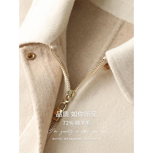 COCOBELLA手工双面呢短款羊毛外套女秋冬休闲毛呢大衣WL3219 商品图4