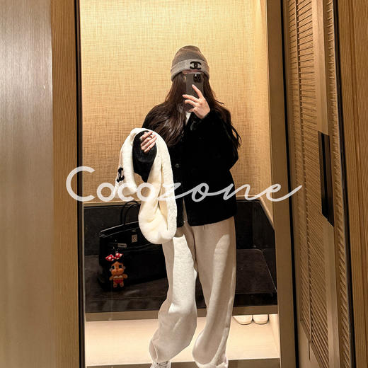 COCO ZONE 刘 一一 【100羊毛革】V领纯色皮草 CD2A2920 商品图1