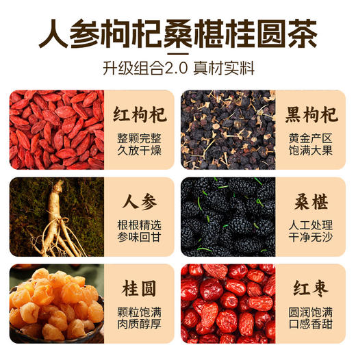 冬天养生茶办公司茶包人参枸杞桑葚桂圆茶五宝茶组合茶男人养生茶包 商品图2