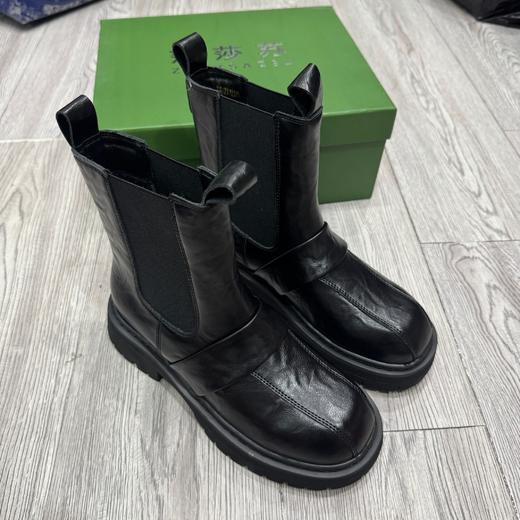 D111102超显瘦！厚底真皮烟筒靴女2025秋季中筒靴百搭短靴 商品图1