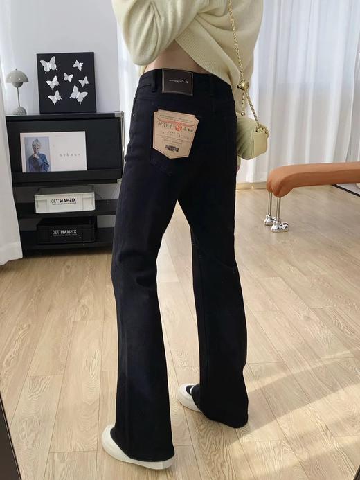 D111132秋冬2025新款裤子高腰修身显瘦加绒喇叭裤 商品图4