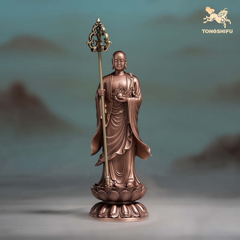 铜师傅《地藏王菩萨》客厅桌面紫铜摆件  家居装饰工艺品礼品
