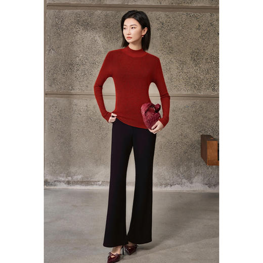 舒软羊毛打底衫 气质半高领 软弹不勒身 米思阳2025冬季新款百搭修身显白气质款针织衫5590 商品图3