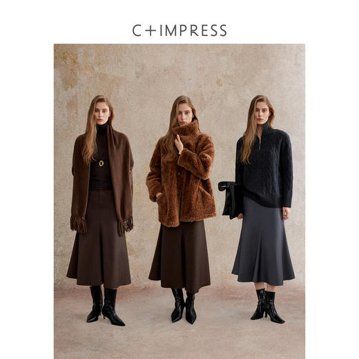 精纺羊毛复古气质收腰显瘦鱼尾半裙BQ2504078 商品图3