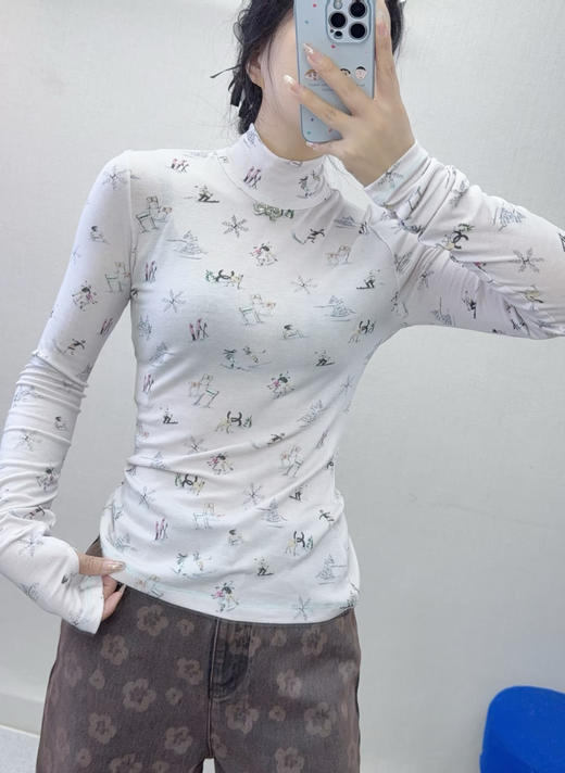 香奈儿 新款蝴蝶结印花高领打底衫（TM） 商品图2