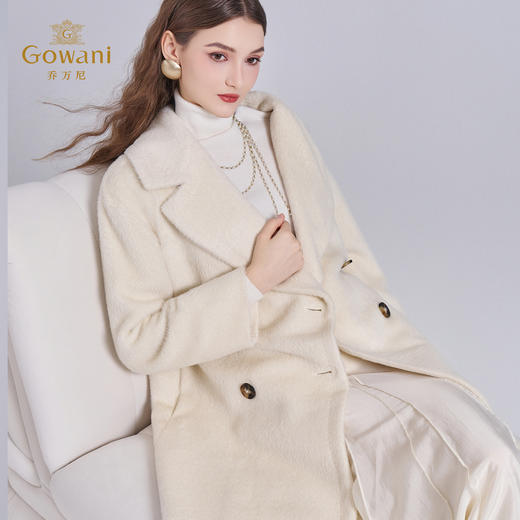 【羊驼毛】【绵羊毛】乔万尼羊驼毛大衣外套女秋冬新款白色收腰高级感EF4A128 商品图2