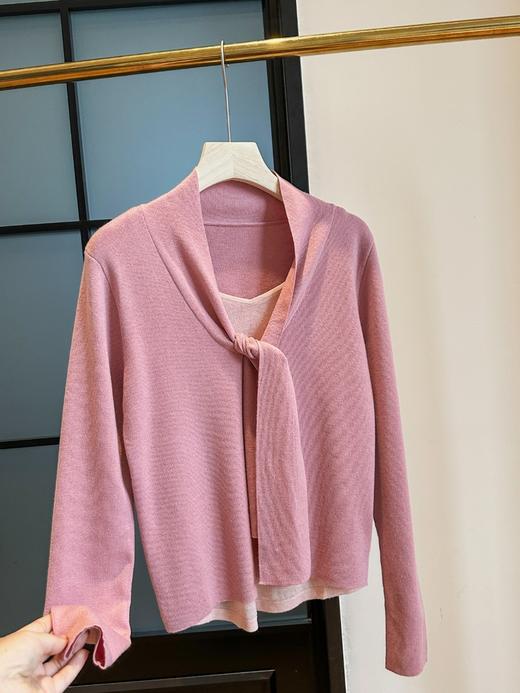 设计感飘带假两件可露丽羊毛针织衫 商品图2