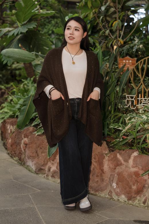 一周发货【羊绒羊毛披肩&帽子】花姐、主播同款猫咪帽，带帽羊毛大披肩、闪珠片羊毛大披肩，披肩都是多种用法用途，超大尺寸！红色后中长70   ，黑色后中长60，咖色后中长75 商品图9