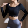 跃牌【菲芬之想】系列花边小坎肩长袖女带胸垫紧身舒适亲肤训练运动上衣跑步健身瑜伽服8808 商品缩略图4