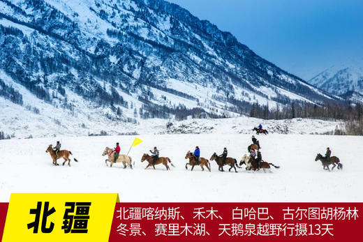 1月5日（越野车）冬摄新疆A: 北疆喀纳斯、禾木、白哈巴、古尔图胡杨林冬景、赛里木湖、天鹅泉越野行摄13天 商品图0