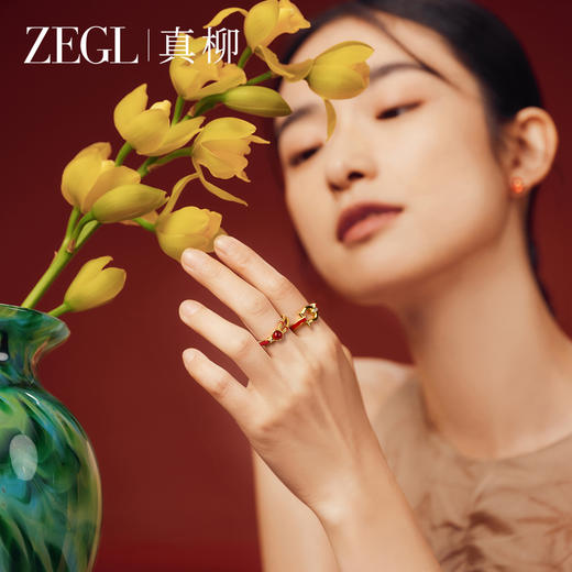 ZEGL本命年马系列幸运指环红玛瑙戒指女福禄葫芦小众设计百搭套戒 商品图9